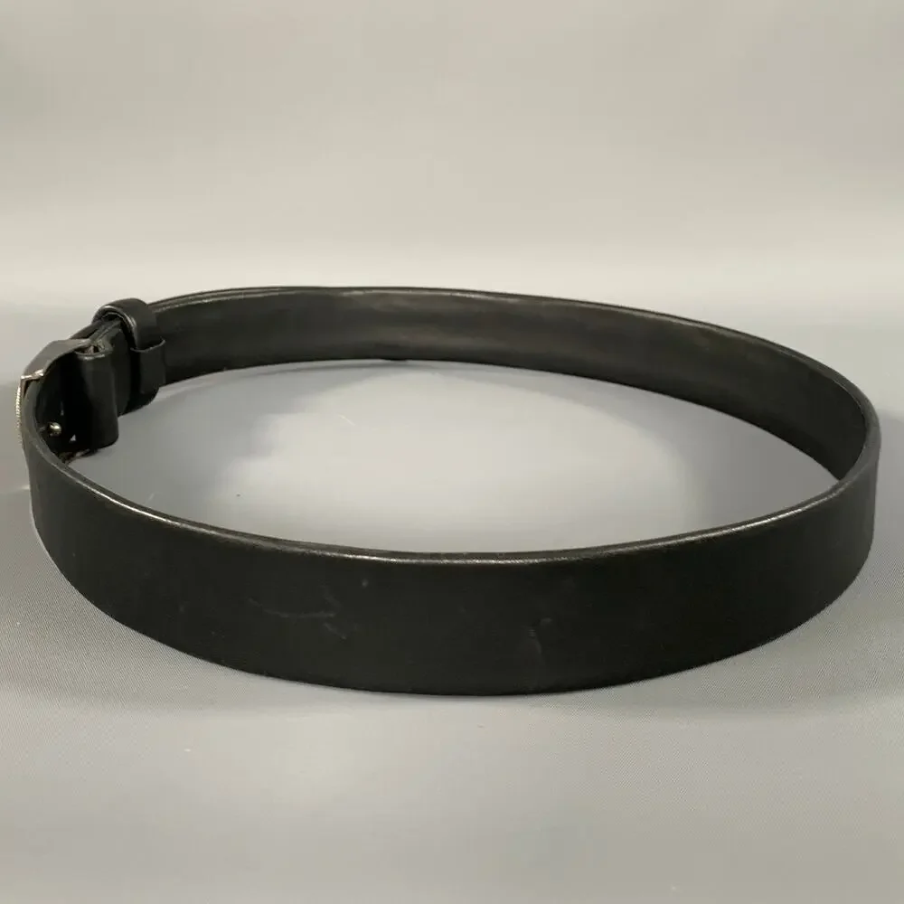 TOD'S Size 38 Black Silver Solid Leather Belt